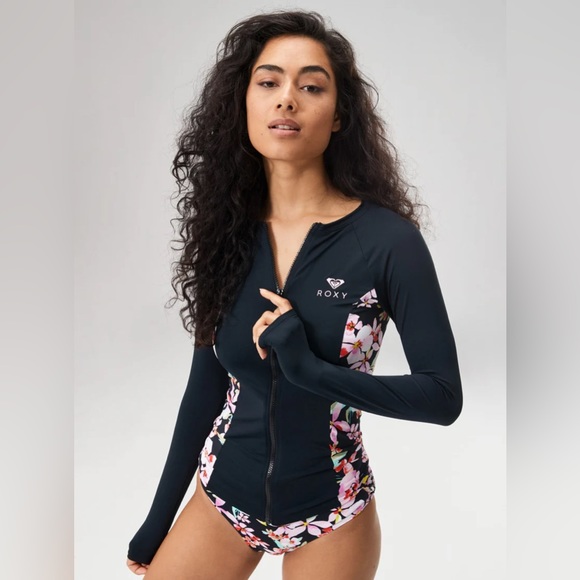 ROXY SPF 50+ Full Zipped Mix Print Long Sleeve Rashguard